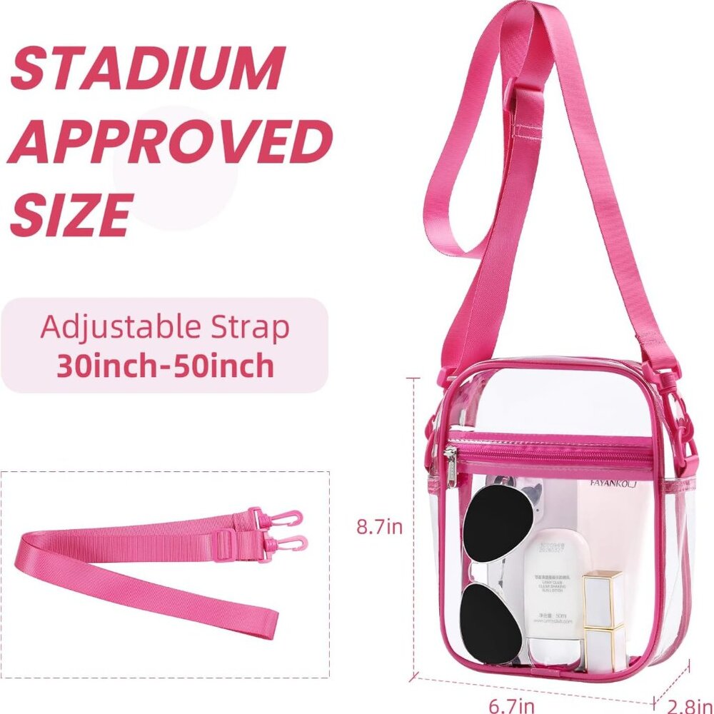 Clear Bag Stadium Approved Crossbody Shoulder Messenger Clear Purse with Adjusta - Picture 2 of 6